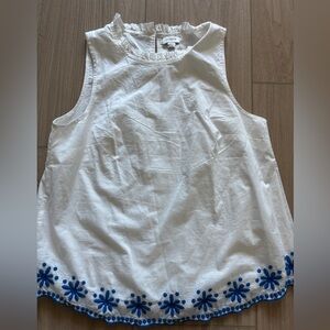 J. Crew Factory White and Blue Sleeveless Tank Top